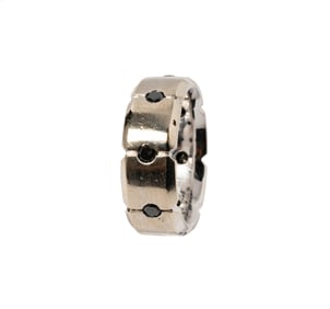 14 Karat White Gold Black Diamond Man's Ring