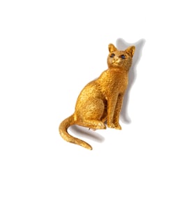 Tiffany & Co. 18 Karat Yellow Gold and Sapphire Cat Brooch