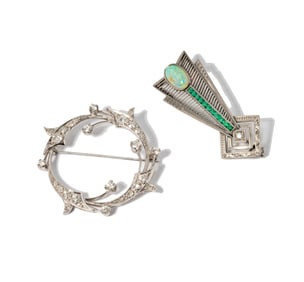 Two White Gold and Diamond Brooches