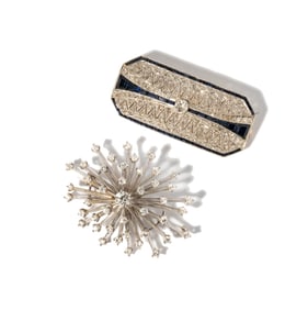Two Platinum Diamond Brooches
