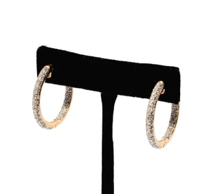 Pair of 18 Karat Yellow Gold and Diamond ?Inside Out? Hoop Earrings