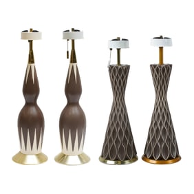 Two Pairs of Mid-Century Ceramic Table Lamps