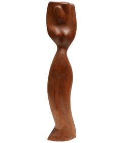 A Vintage Carved Walnut Abstract Female Figure