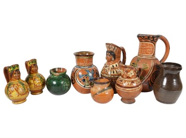 Nine Mexican Ceramic Pitchers