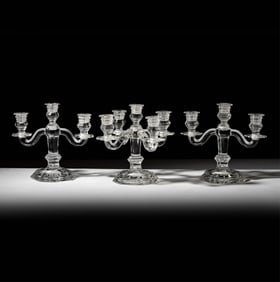 Three Baccarat Regence Crystal Candelabra