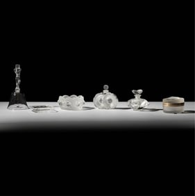 A Group of Six Lalique Glass Table Articles