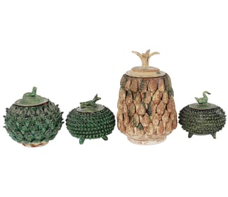A Group of Four Mexican Ceramic Covered Vessels