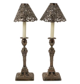 A Pair of Silverplate Candlesticks