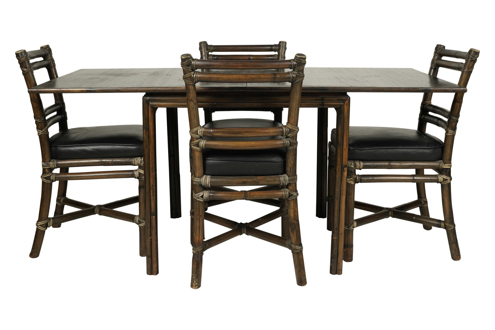 A McGuire Wood and Rattan Dining Table and Four Chairs (1 of 15)