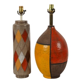 Two Aldo Londi Pottery Table Lamps
