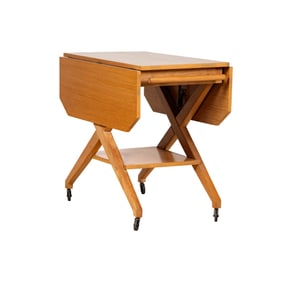 A Mid-Century Modern Blonde Wood Bar Cart