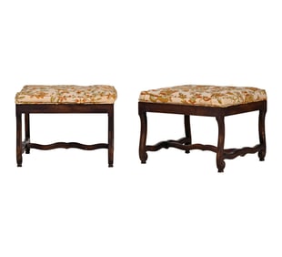 A Pair of Baroque-Style Carved Wood Stools