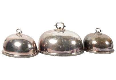 A Set of Three English Silver-plated Domes