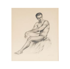 Alejandro de Canedo, 1902-1978, Seated Nude Male Study