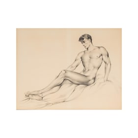 Alejandro de Canedo, 1902-1978, Seated Male Nude Study