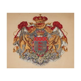 A Rendering of a Coat-of-Arms, Signed E. Girard