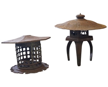 Two Japanese-Style Iron Lanterns