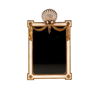 An Italian White-Painted and Gilt Wall Mirror