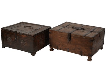 Two Antique Wooden Table Boxes