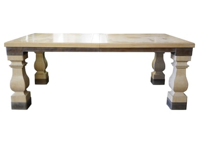 A Drexel Bleached Wood and Metal Dining Table