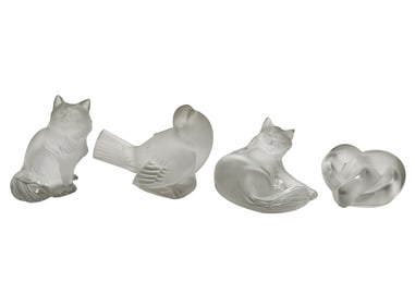 A Group of Four Lalique Glass Animal Figures