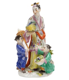 A Porcelain Chinoiserie Figural Group