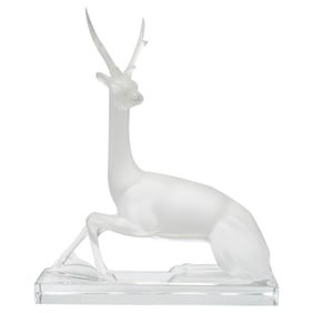 A Lalique Glass Deer Figure