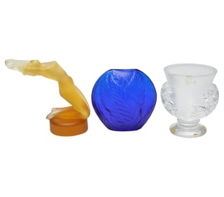 A Group of Three Lalique Table Glass Table Articles