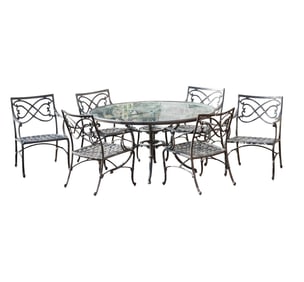 A Painted Metal Patio Dining Set