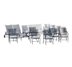 A Set of Black-Painted Metal Patio Furniture