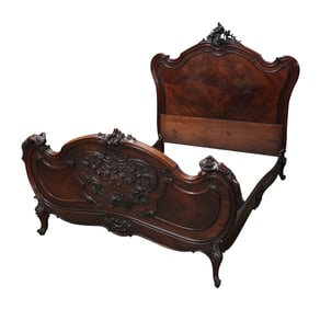 A Rococo Revival-Style Carved Rosewood Bed