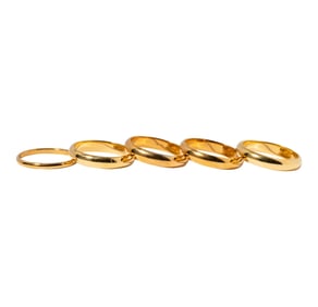 Pair Of 18 Karat Gold Turkish Wedding Bands and Three Additional Gold-tone Wedding Bands