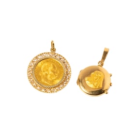Two Yellow Gold Pendants