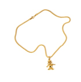 18 Karat Yellow Gold, Sapphire, and Diamond Articulated Figural Necklace