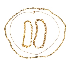 Two Gold Bracelets and Two 14 Karat Yellow Gold Necklaces