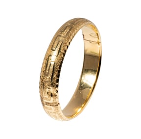 14 Karat Yellow Gold Greek Motif Engraved Bangle