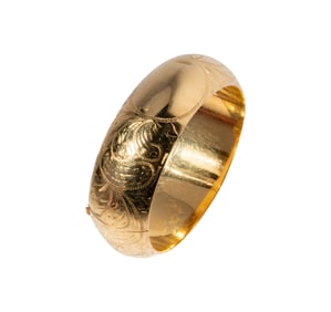 14 Karat Engraved Gold Bangle Bracelet