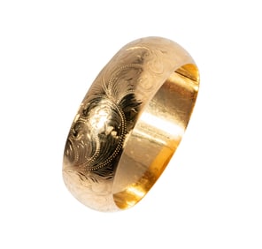 14 Karat Yellow Gold Engraved Bangle Bracelet