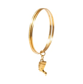 14 Karat Yellow Gold Charm and 18 Karat Yellow Bangle Bracelets