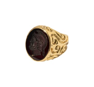 Elizabeth Gage 18 Karat Yellow Gold Garnet Intaglio Ring