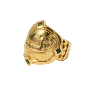 18 Karat Yellow Gold Peridot Ring
