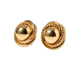14 Karat Yellow Gold Button Knot Earrings