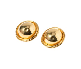 Clara 14 Karat Yellow Gold Dome Button Knot Ear Clips