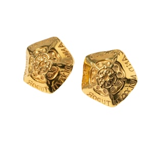 Elizabeth Gage 18 Karat Yellow Gold 'Tudor Rose' Earrings
