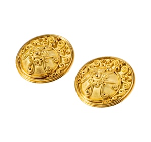 Denise Roberge 18 Karat Yellow Gold Dome Disc Ear Clips