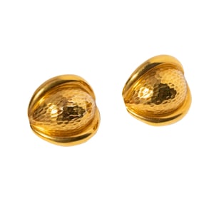 Italian 18 Karat Yellow Gold Textured Earrings