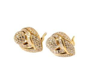 18 Karat Yellow Gold Dome Diamond Ear Clips