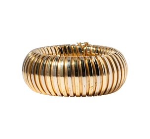 Italian 14 Karat Yellow Gold Diamond Tubogas Tension Bracelet