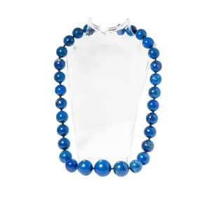14 Karat Yellow Gold Lapis Lazuli Bead Necklace