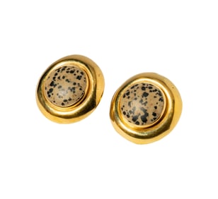 Elizabeth Gage, 18-Karat Yellow Gold Hardstone Ear Clips